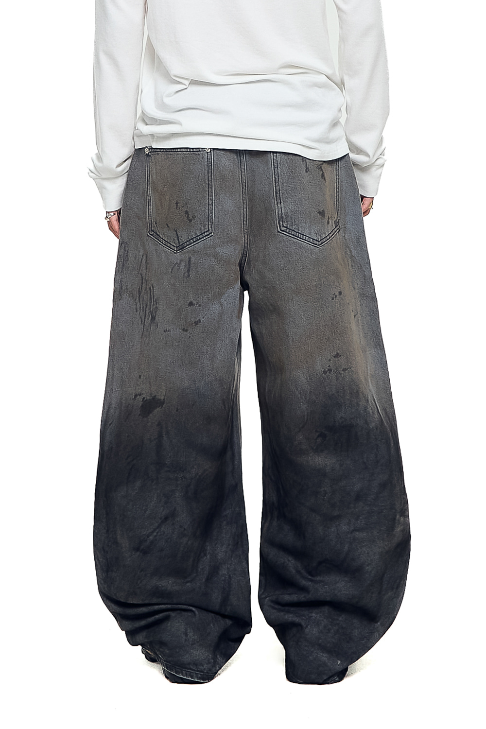 Dirty Gradation Denim Pants (Gray) - AAKAM