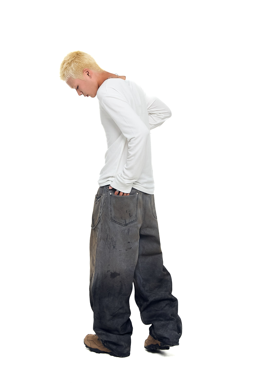 Dirty Gradation Denim Pants (Gray) - AAKAM Dirty Gradation Denim Pants (Gray) - AAKAM