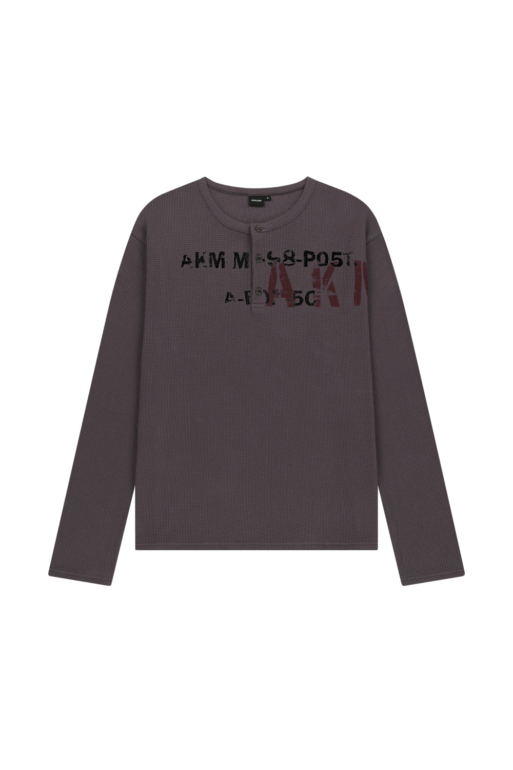 Waffle Henry Neck Long Sleeve (Brown) | AAKAM