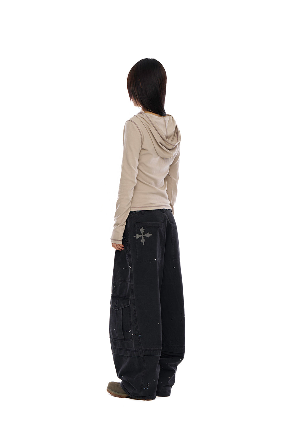 Painted Military Cargo Pants (Black) - AAKAM