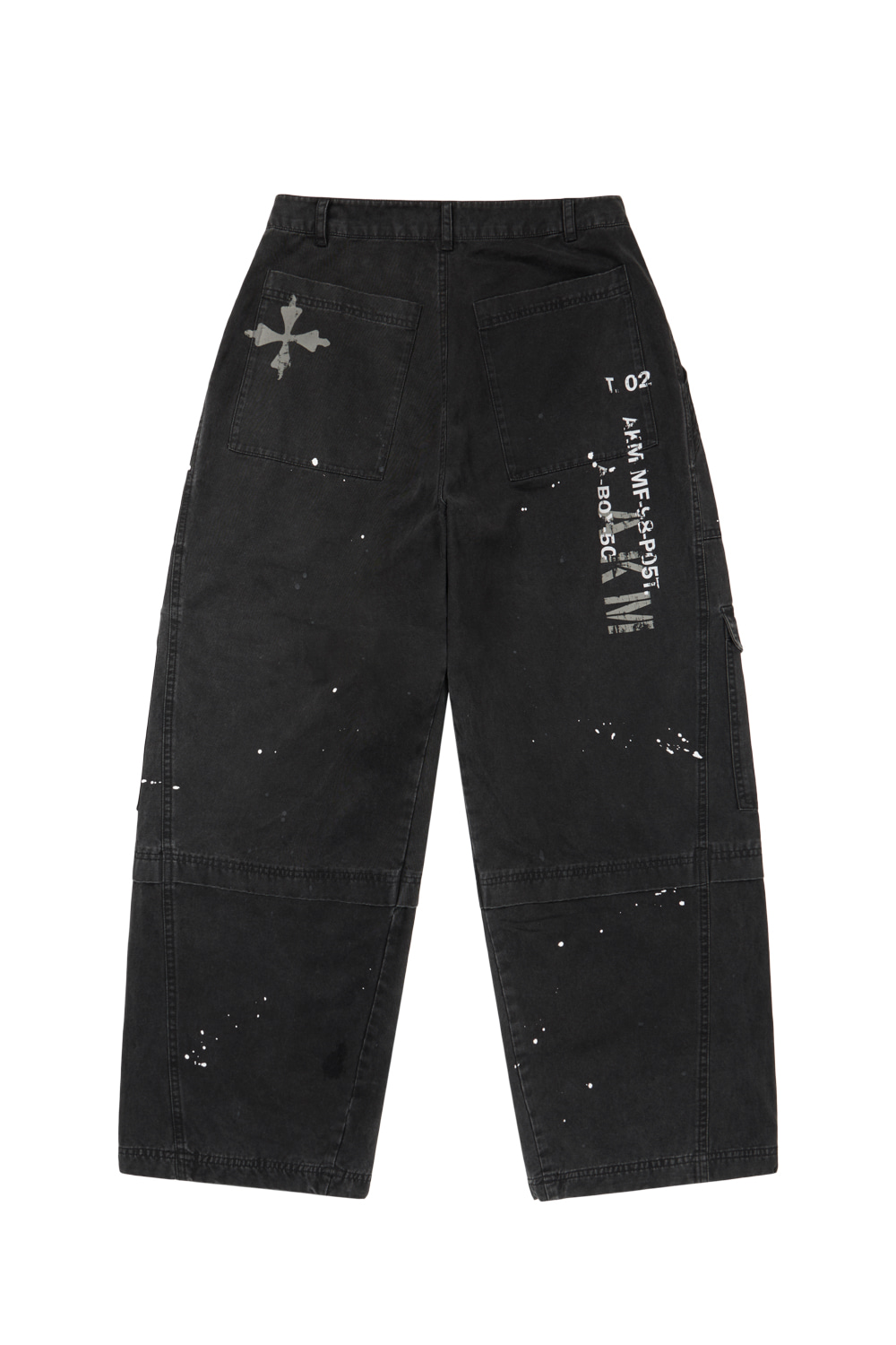 Painted Military Cargo Pants (Black) - AAKAM