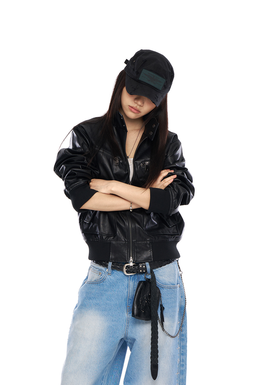 AAKAM High-Neck Button Jacket サイズ1 AAKAM □ High-Neck Button Jacket