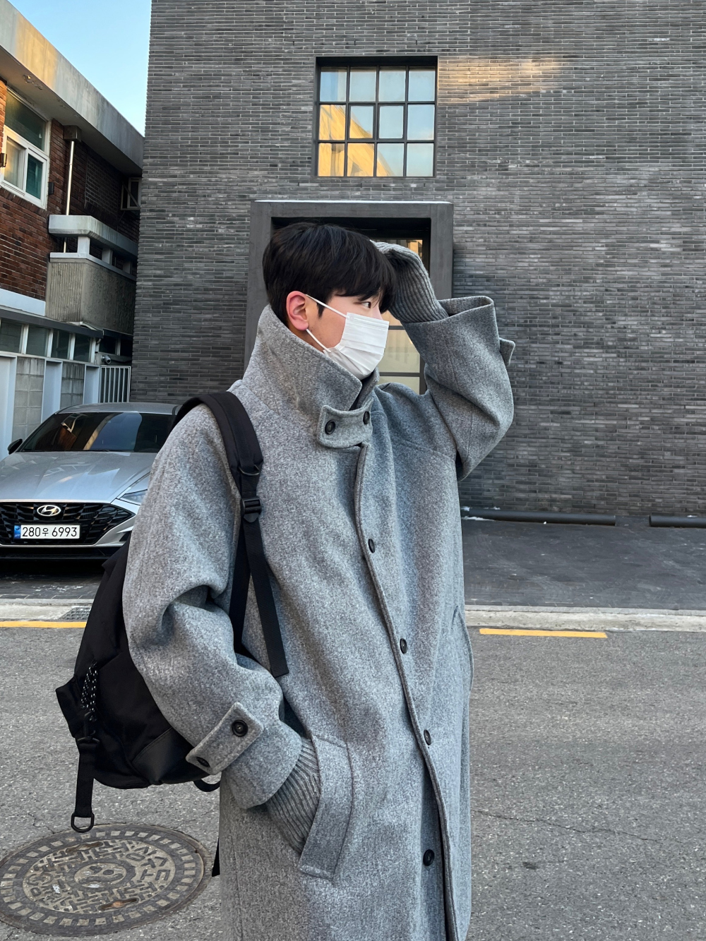 코트 모델 착용 이미지-S61L20