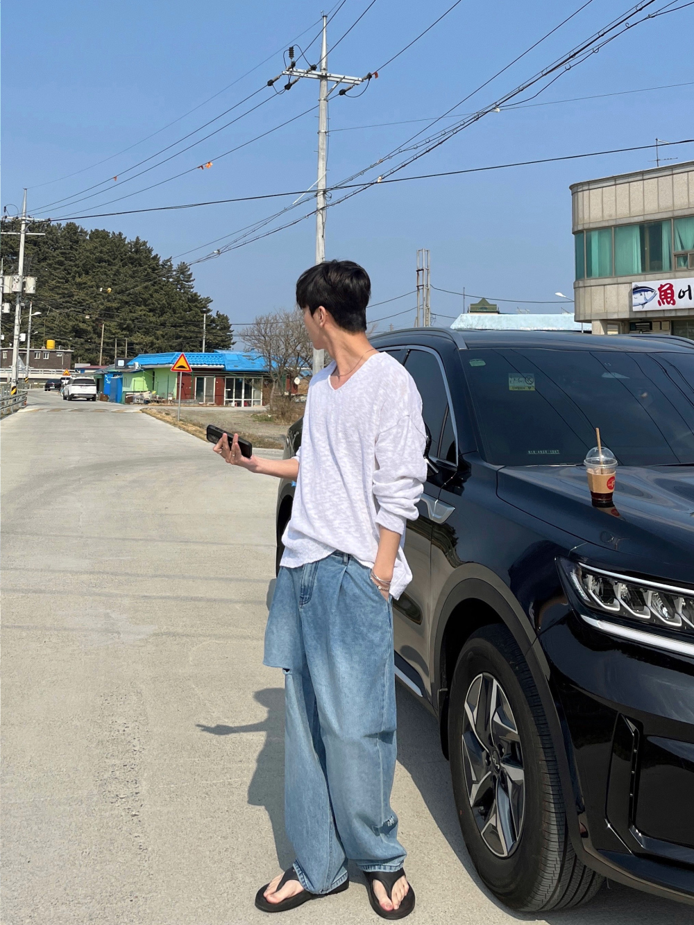 긴팔 티셔츠 모델 착용 이미지-S63L25