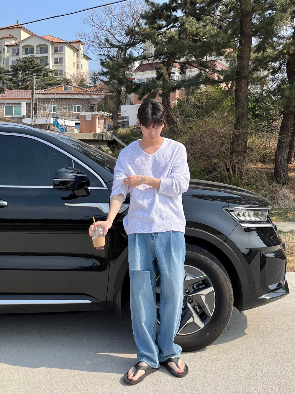 긴팔 티셔츠 모델 착용 이미지-S63L21