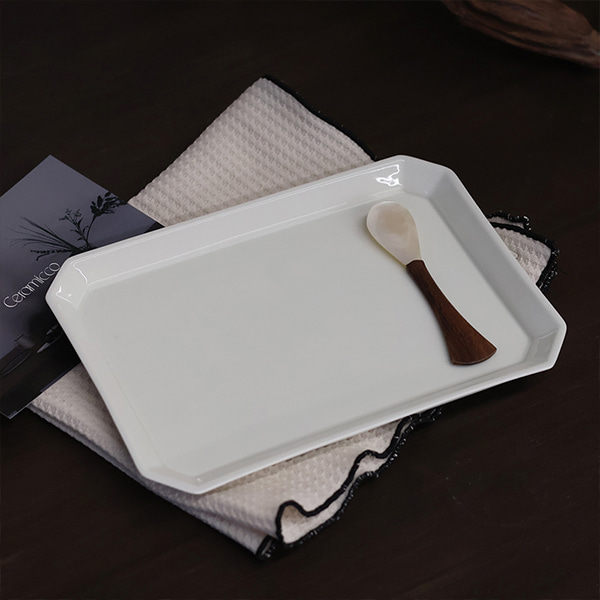 긴 팔각 플레이트 - 세라믹 디자인 접시 이미지