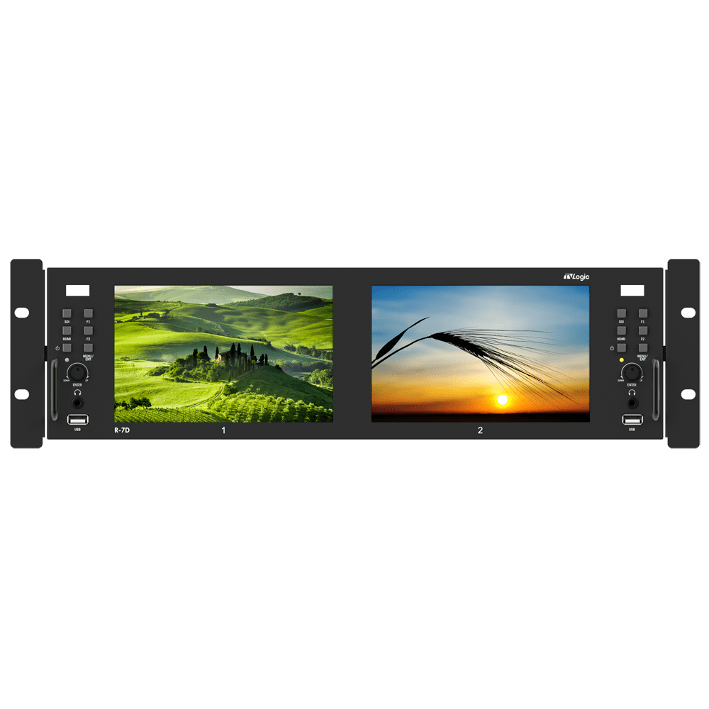 티비로직 R-7D 7인치X2 FULL HD LCD 랙 모니터 12G-SDI