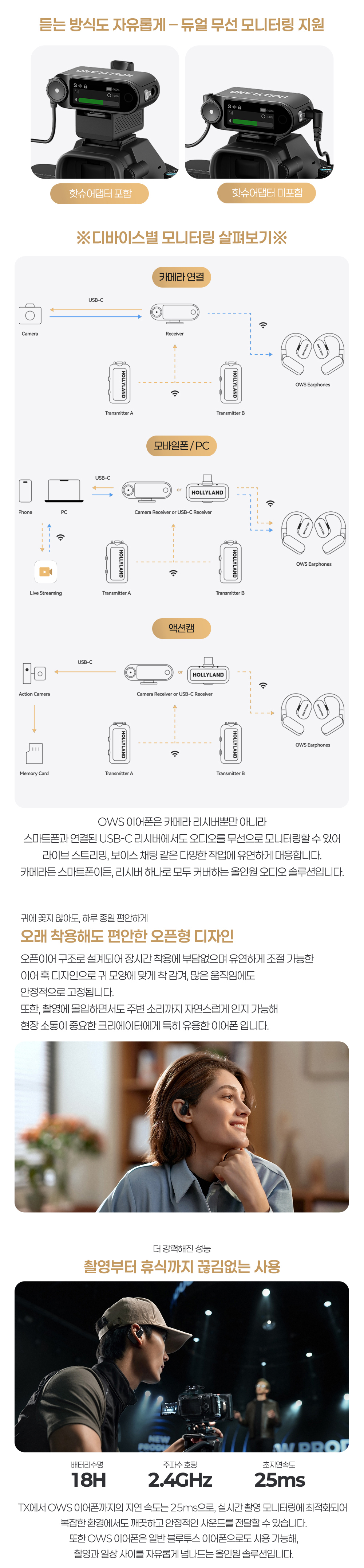 홀리랜드 Hollyland 라크맥스2 4인콤보 무선마이크(핫슈어댑터포함) 상세 정보 3