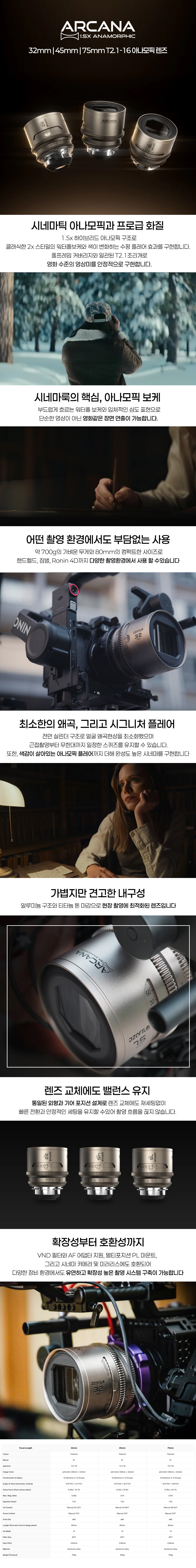 [DZOFILM] 디조필름 ARCANA 32mm 아나모픽 프라임렌즈 PL마운트 DZO-AR32PLI