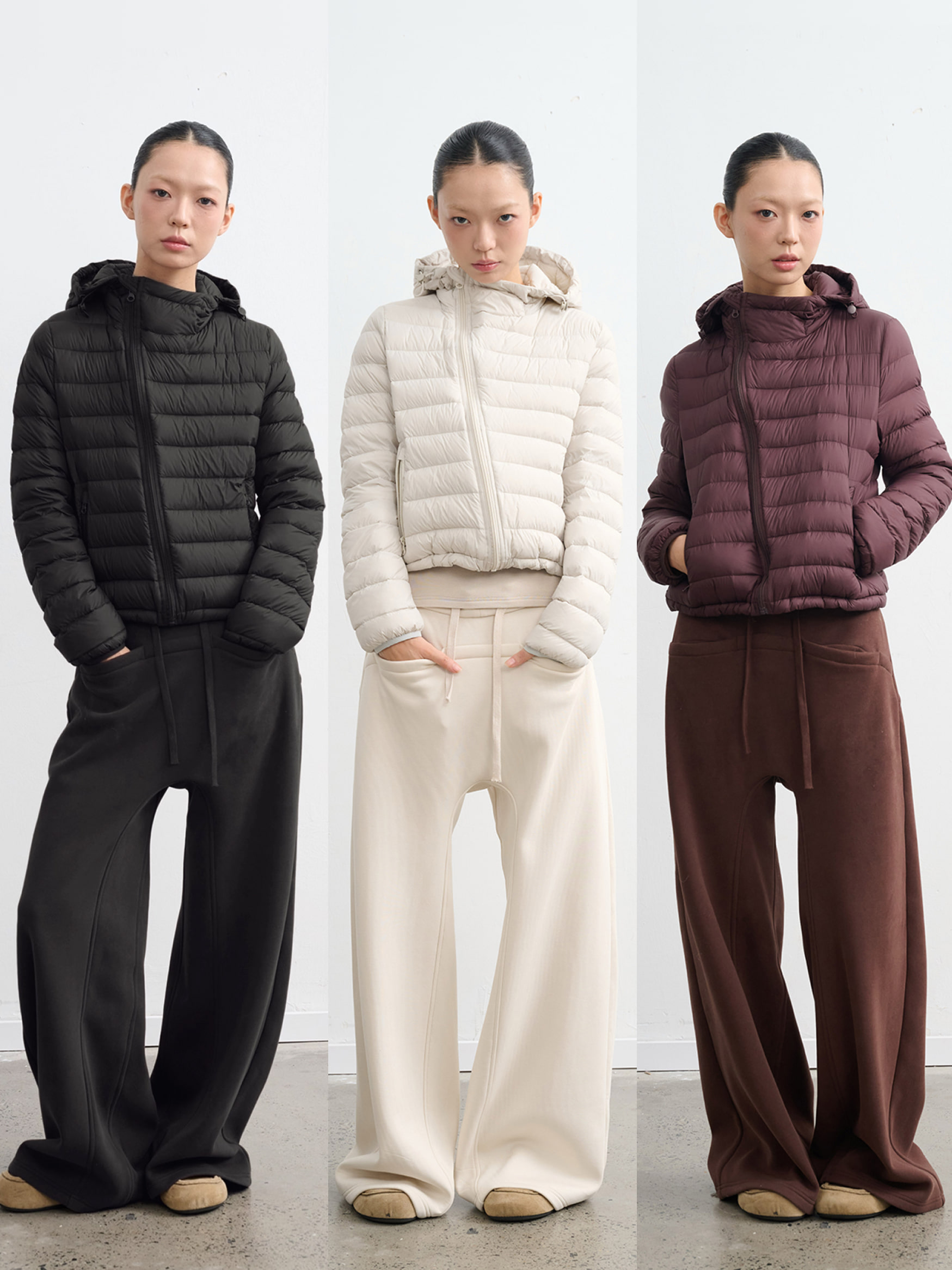 LINY LIBERTY Asymmetric Hooded Puffer Jacket - JAKANA