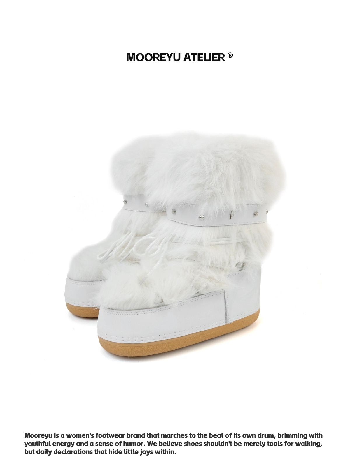 Mooreyu Atelier White Leather Winter Snow Boots - JAKANA