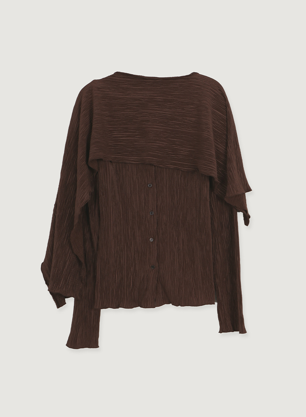 Pleats Two-way Cape Scarf Cardigan Set Brown - torte 토르테