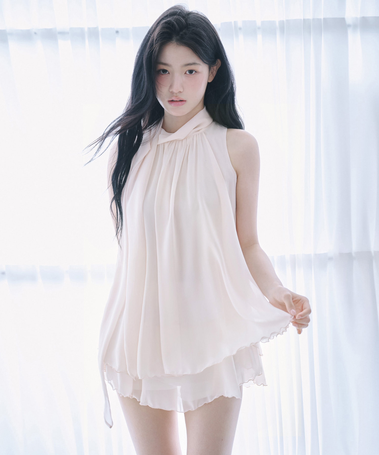 YUI RUFFLE BLOUSE [PEACH PINK] - reisemiya