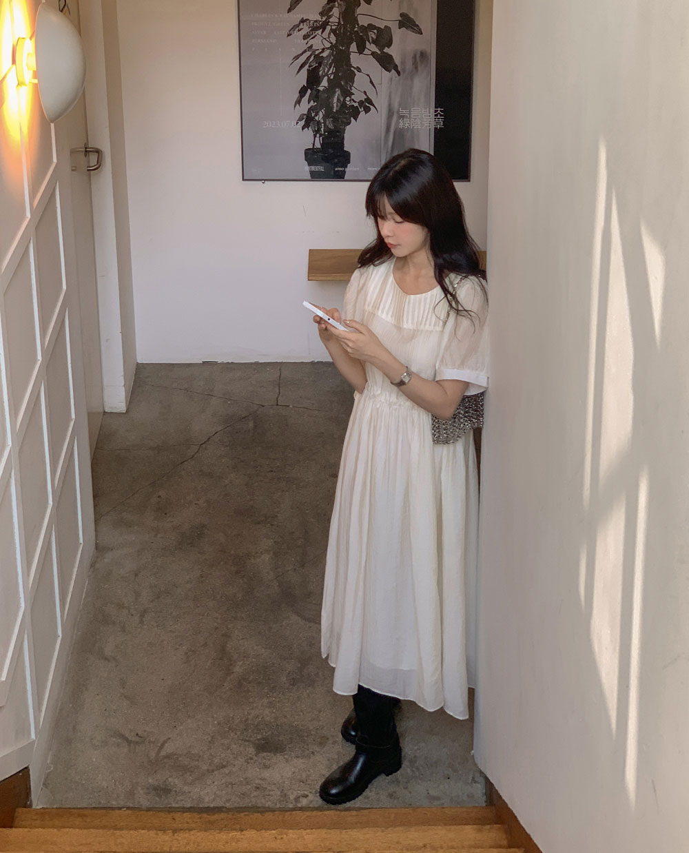 Kitamura✨フレアワンピース　リネン　パステルカラー Aラインリボン　春夏 パルファムフレアワンピース/夏ワンピース夏のお客さまルックリゾート