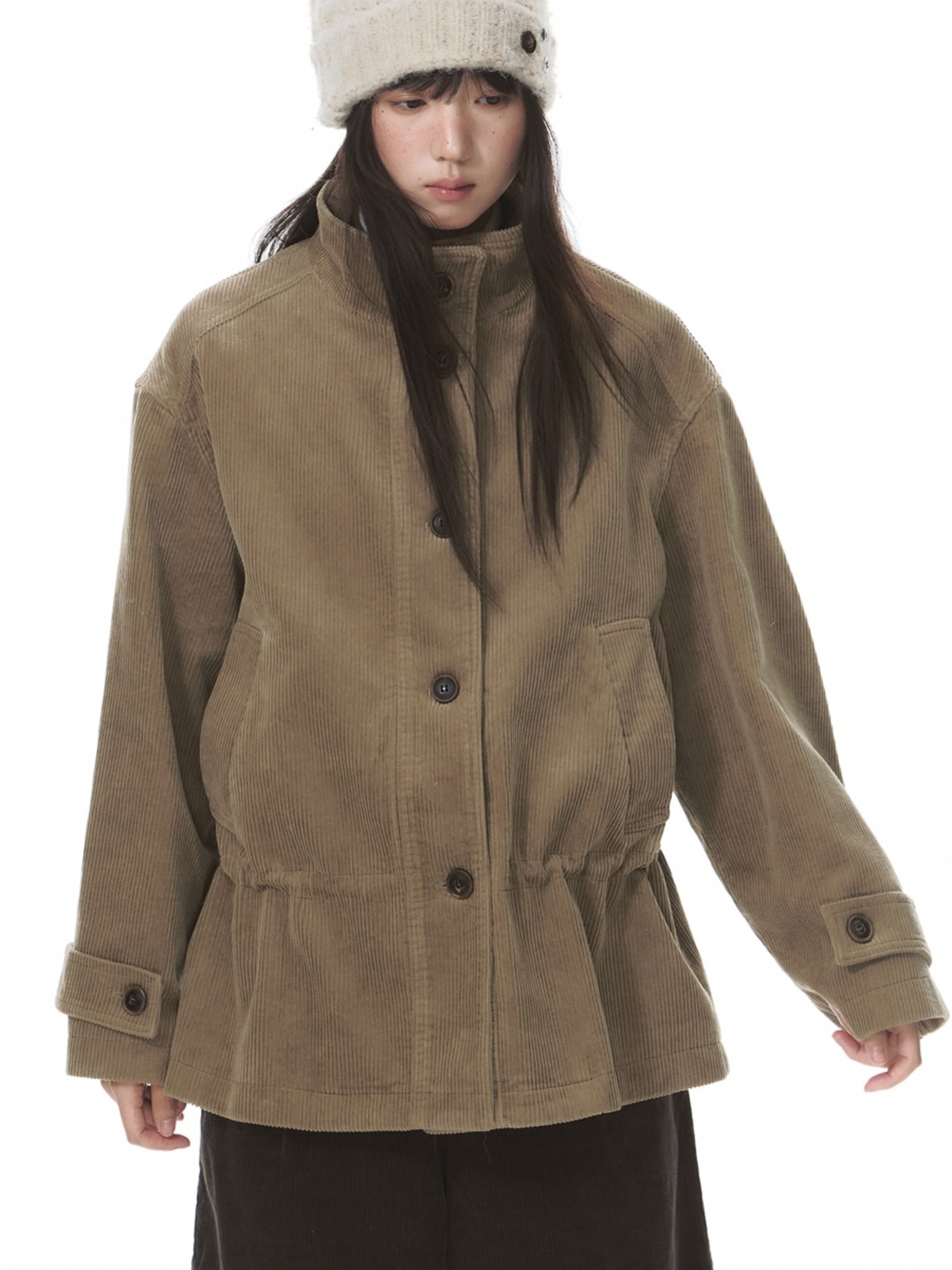 TAKEANAP Sand Corduroy Button Jacket (2color)