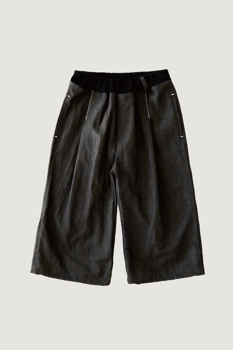 Stone stitch wide string pants (Black)