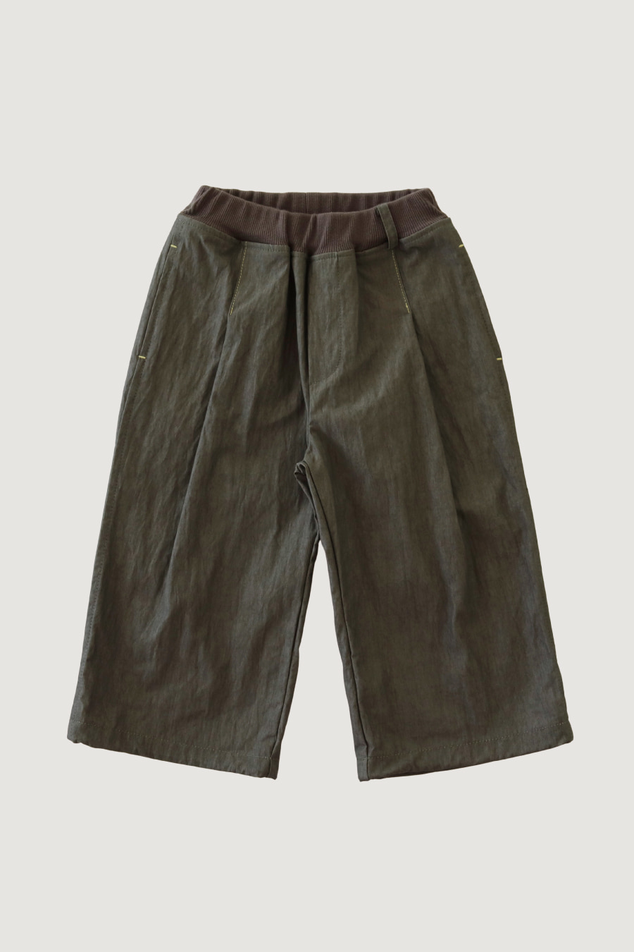 Stone stitch wide string pants (Khaki)