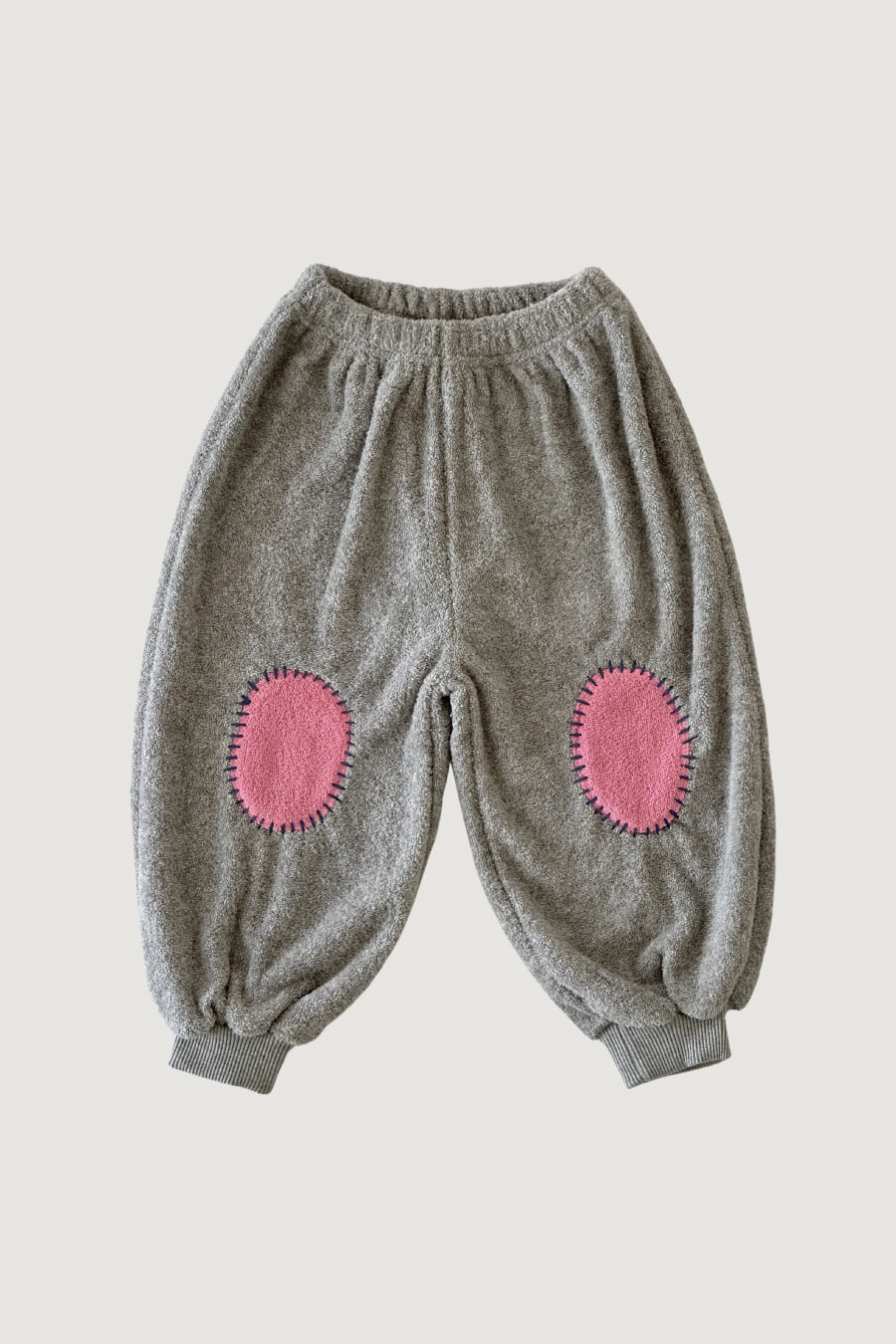 Big Terry patch loose pants (Gray)