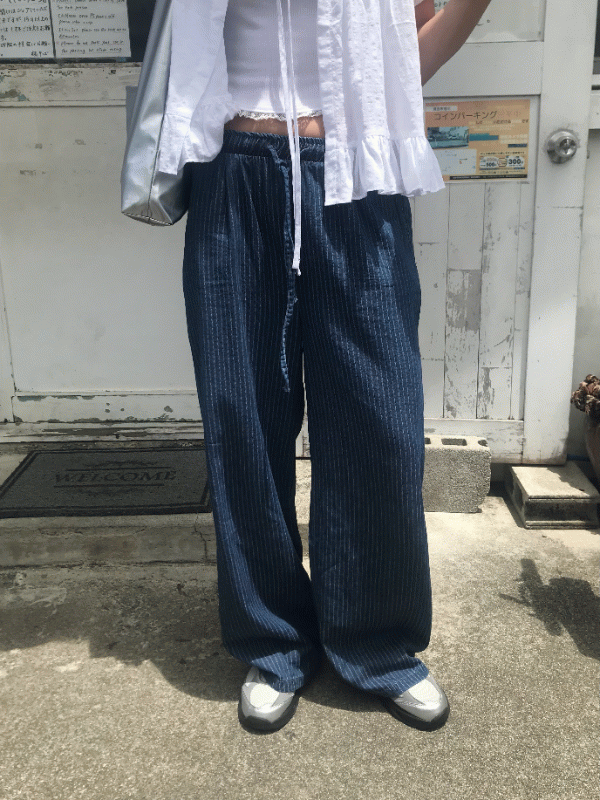 OHNE | Cool Stripe Banding Pants