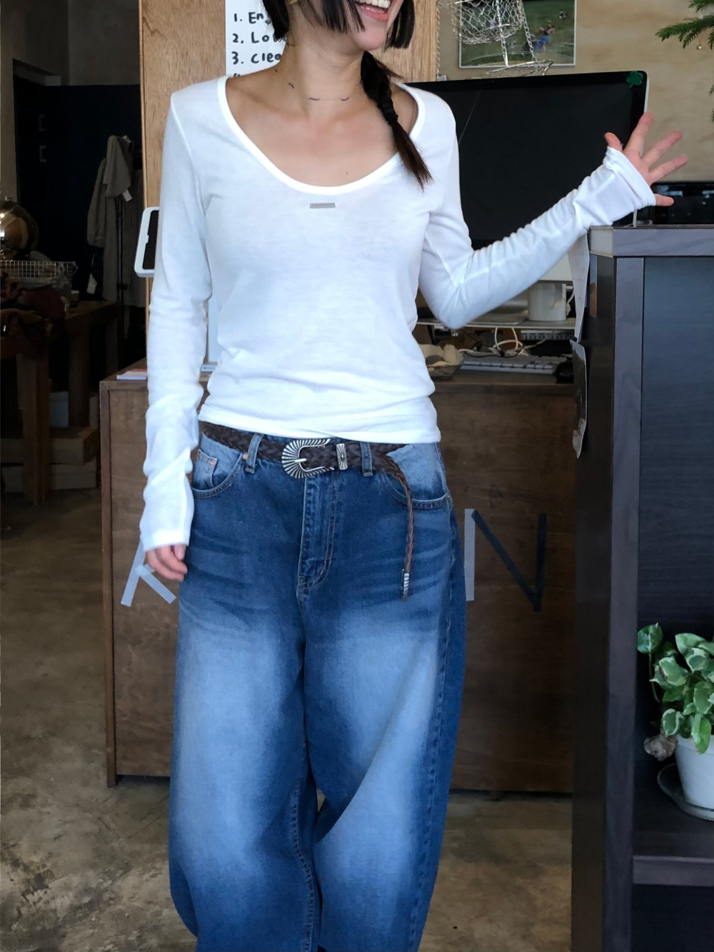 민袖丈 모델 착용 이미지-S1L36