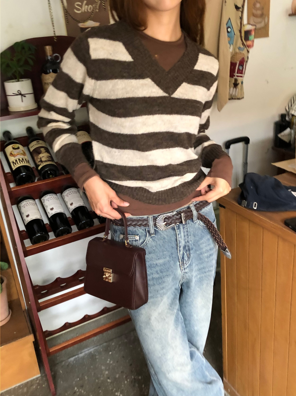 긴팔 티셔츠 모델 착용 이미지-S1L32