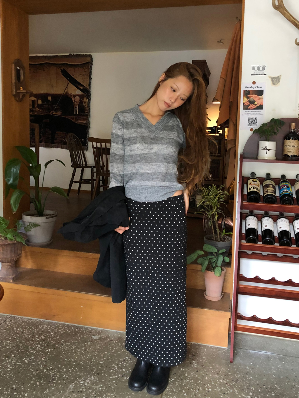 긴팔 티셔츠 모델 착용 이미지-S1L45