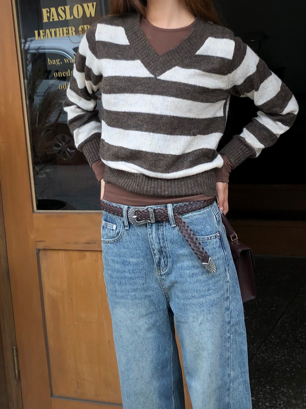 긴팔 티셔츠 모델 착용 이미지-S1L28