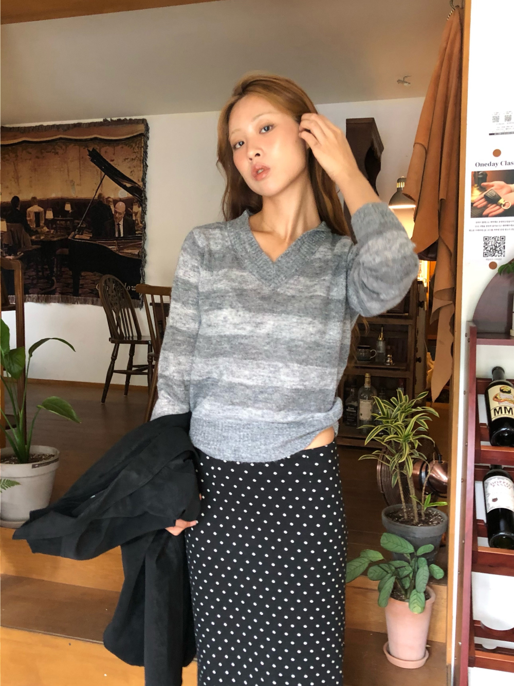 긴팔 티셔츠 모델 착용 이미지-S1L17