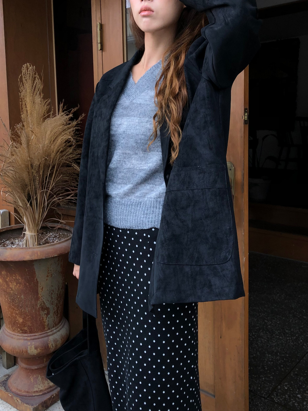 긴팔 티셔츠 모델 착용 이미지-S1L47