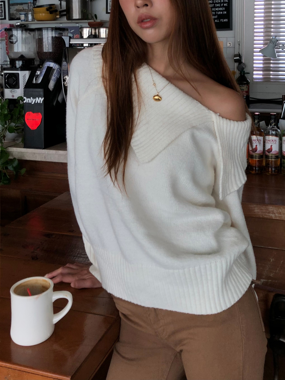 긴팔 티셔츠 모델 착용 이미지-S1L61