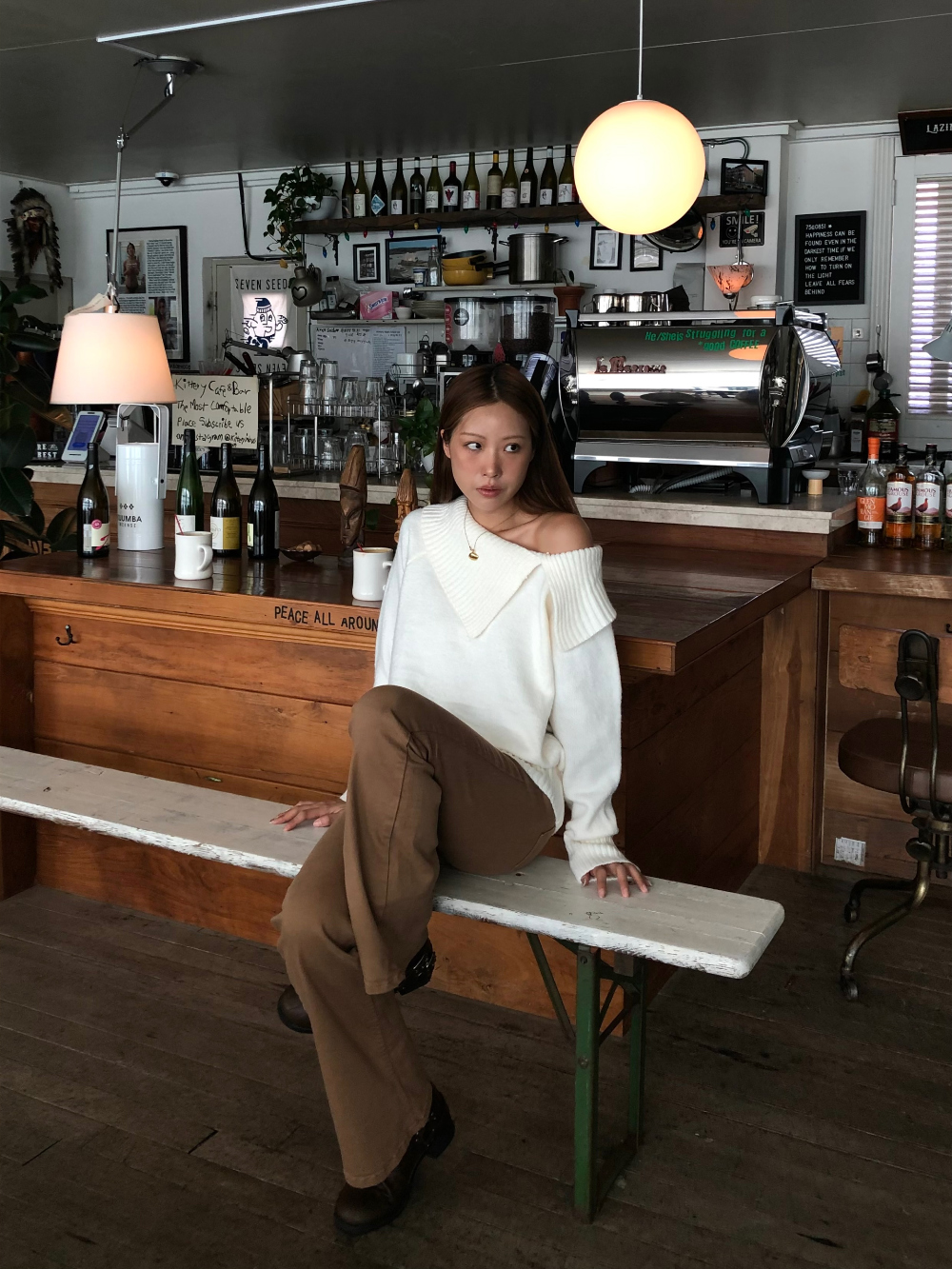 긴팔 티셔츠 모델 착용 이미지-S1L67