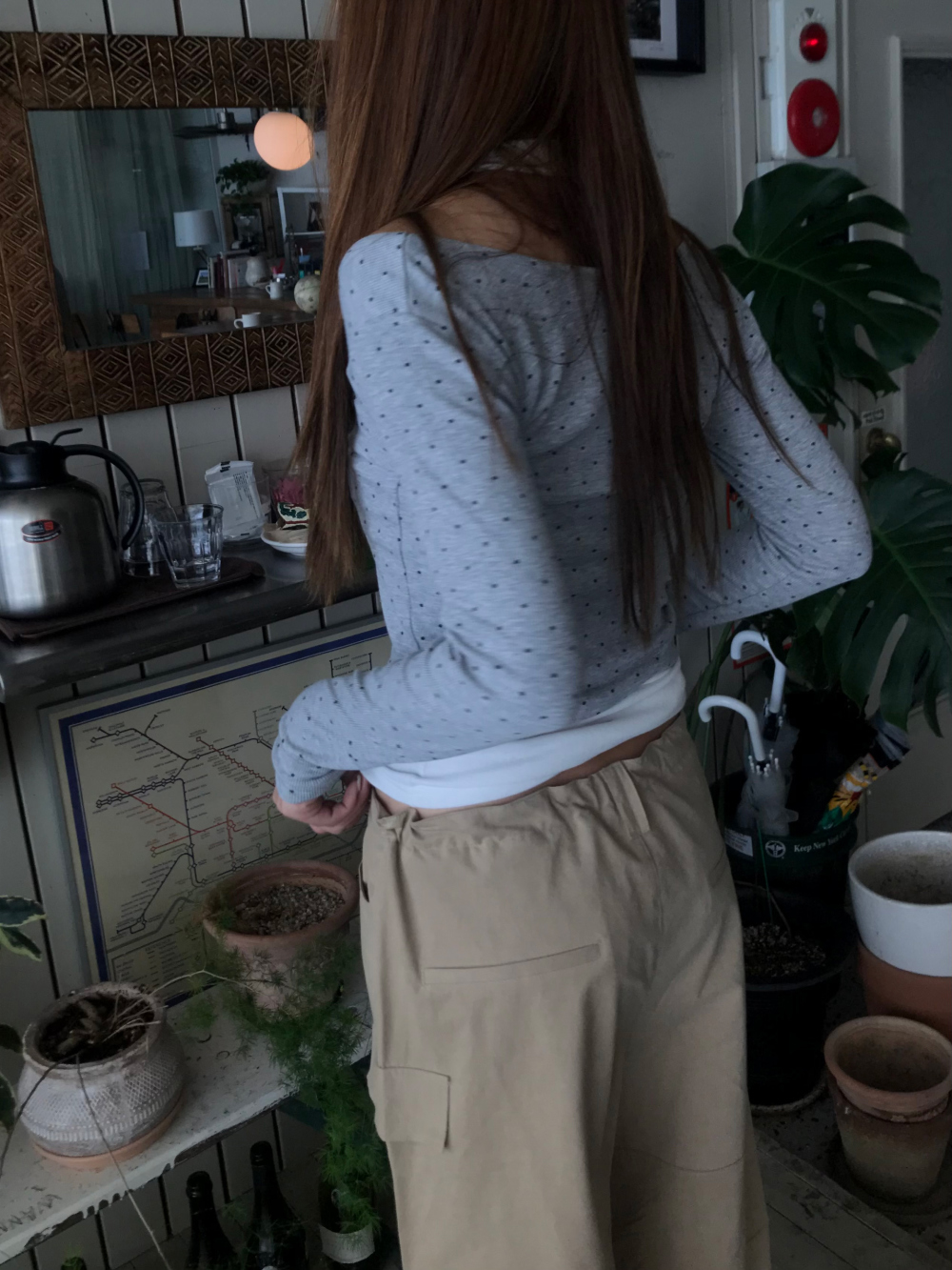 긴팔 티셔츠 모델 착용 이미지-S1L20