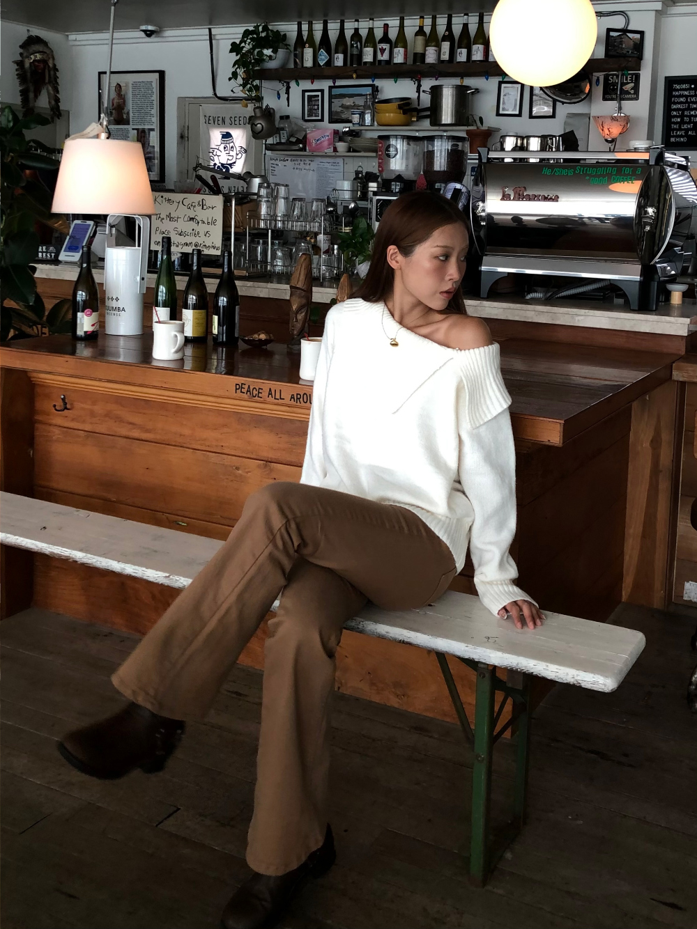 긴팔 티셔츠 모델 착용 이미지-S1L65