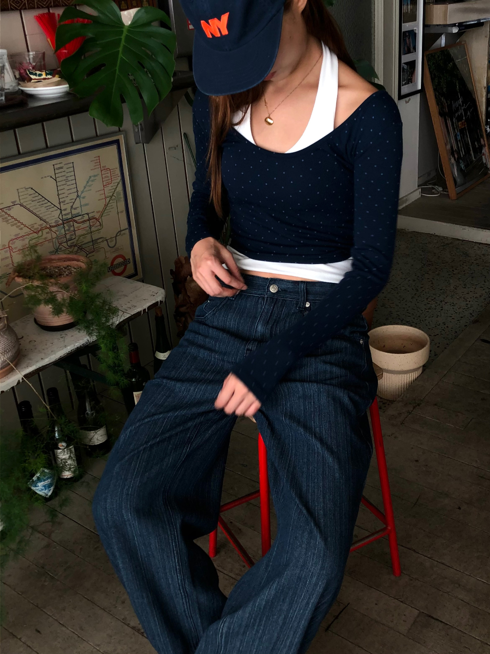 긴팔 티셔츠 모델 착용 이미지-S1L31