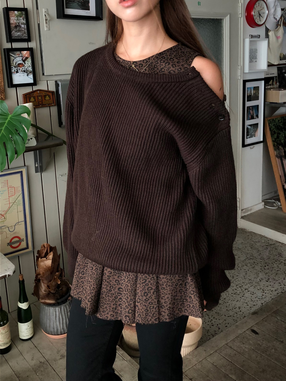 긴팔 티셔츠 모델 착용 이미지-S1L39