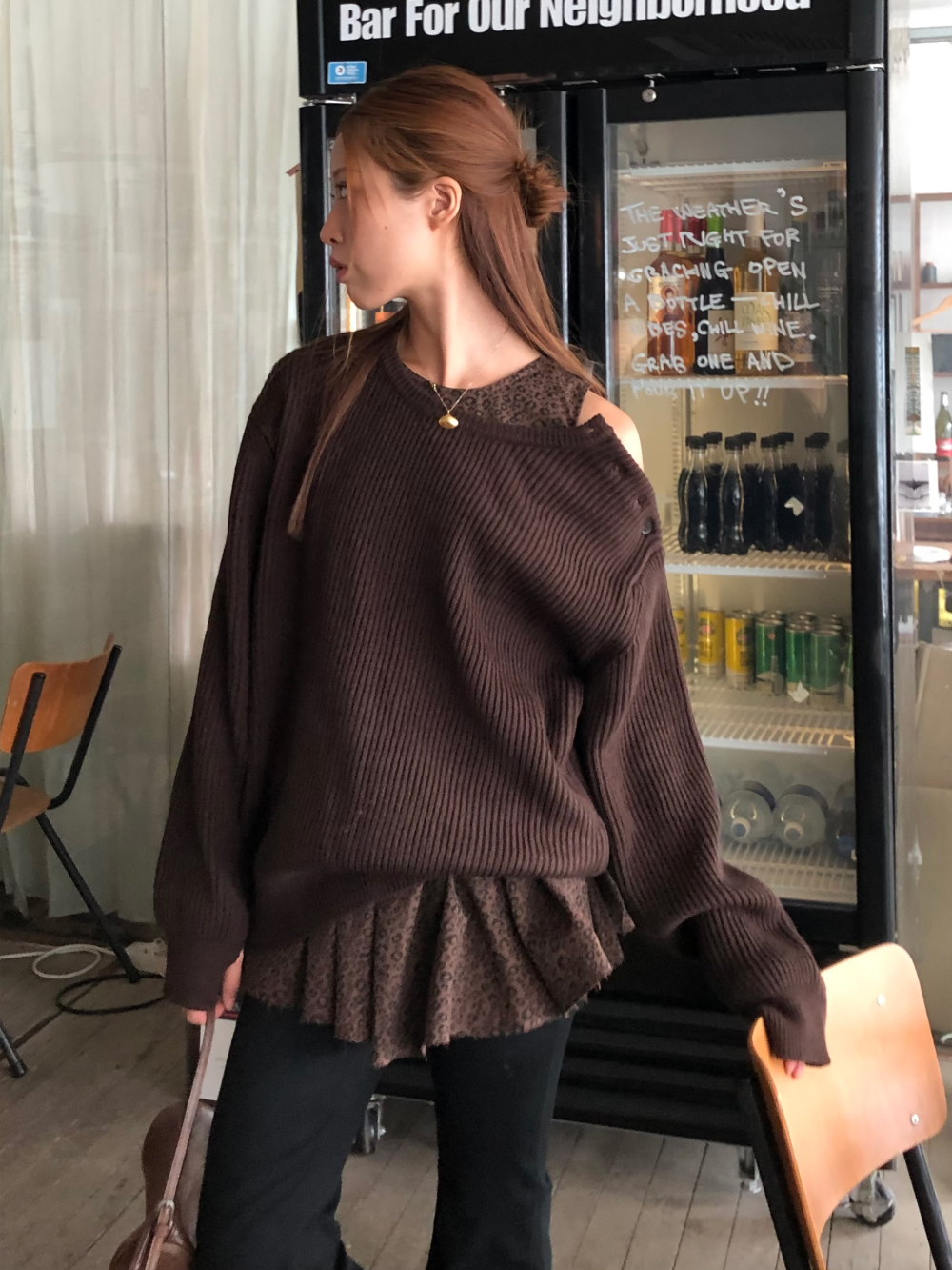 긴팔 티셔츠 모델 착용 이미지-S1L32