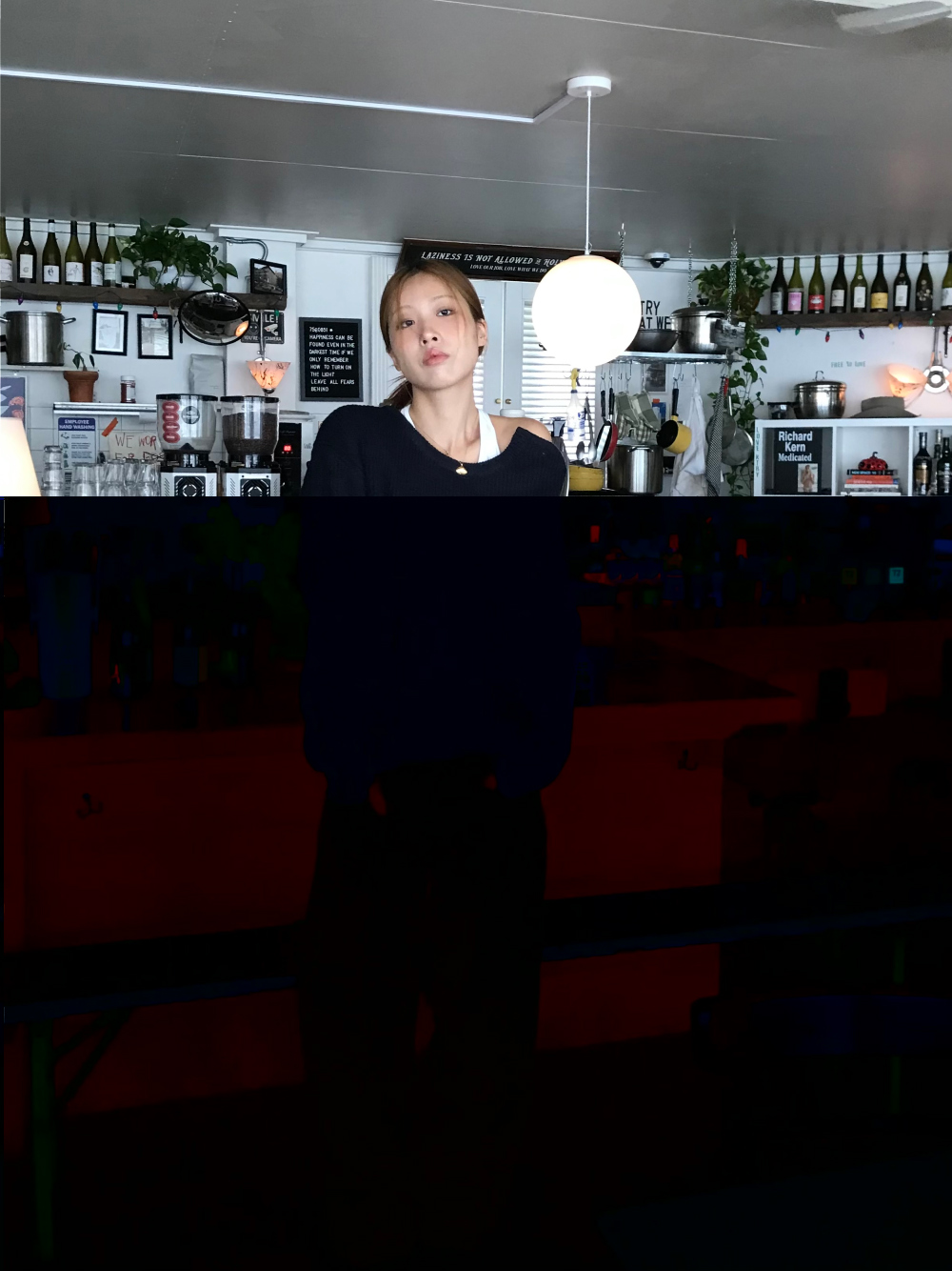 긴팔 티셔츠 모델 착용 이미지-S1L67