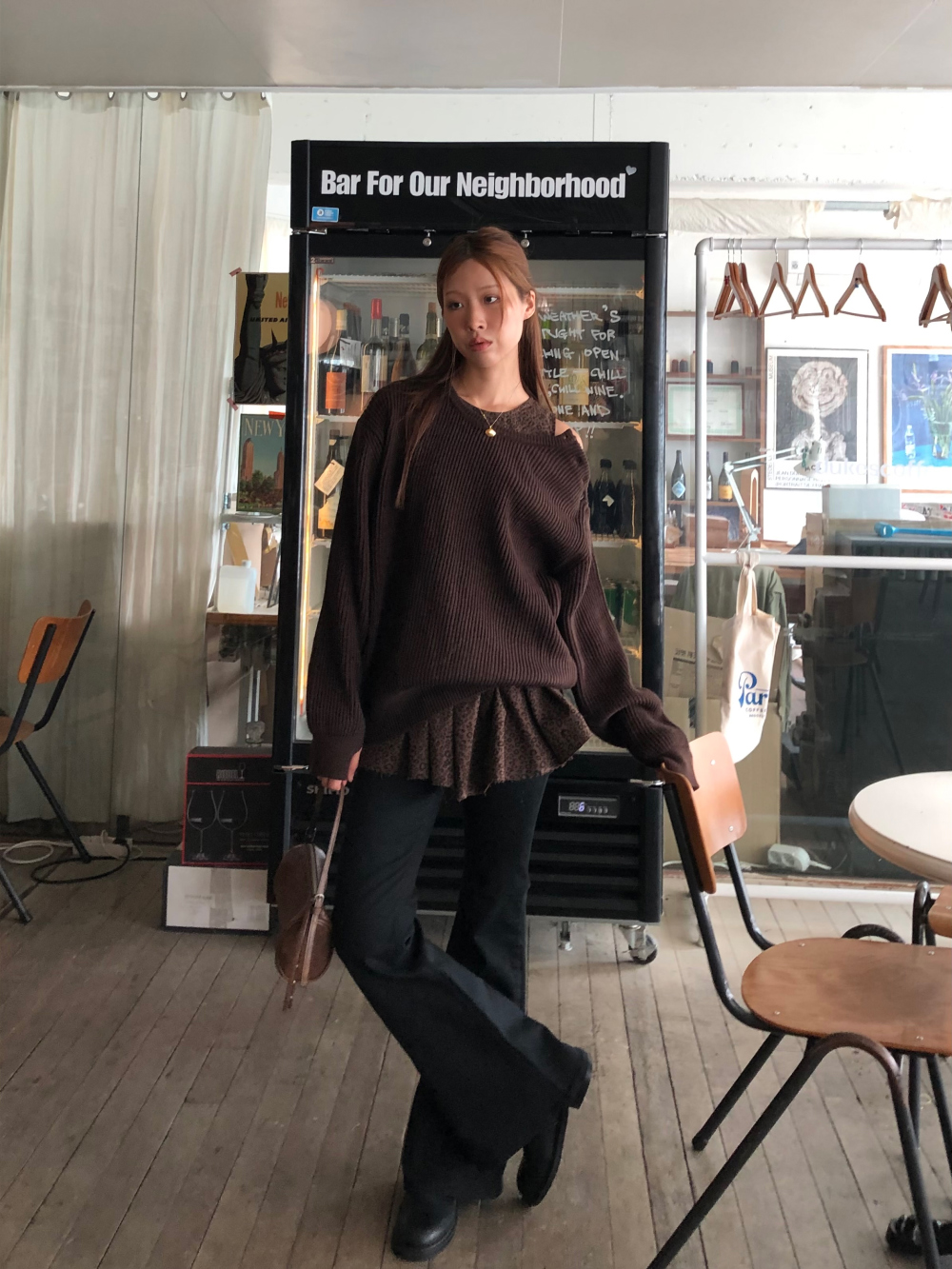 긴팔 티셔츠 모델 착용 이미지-S1L35