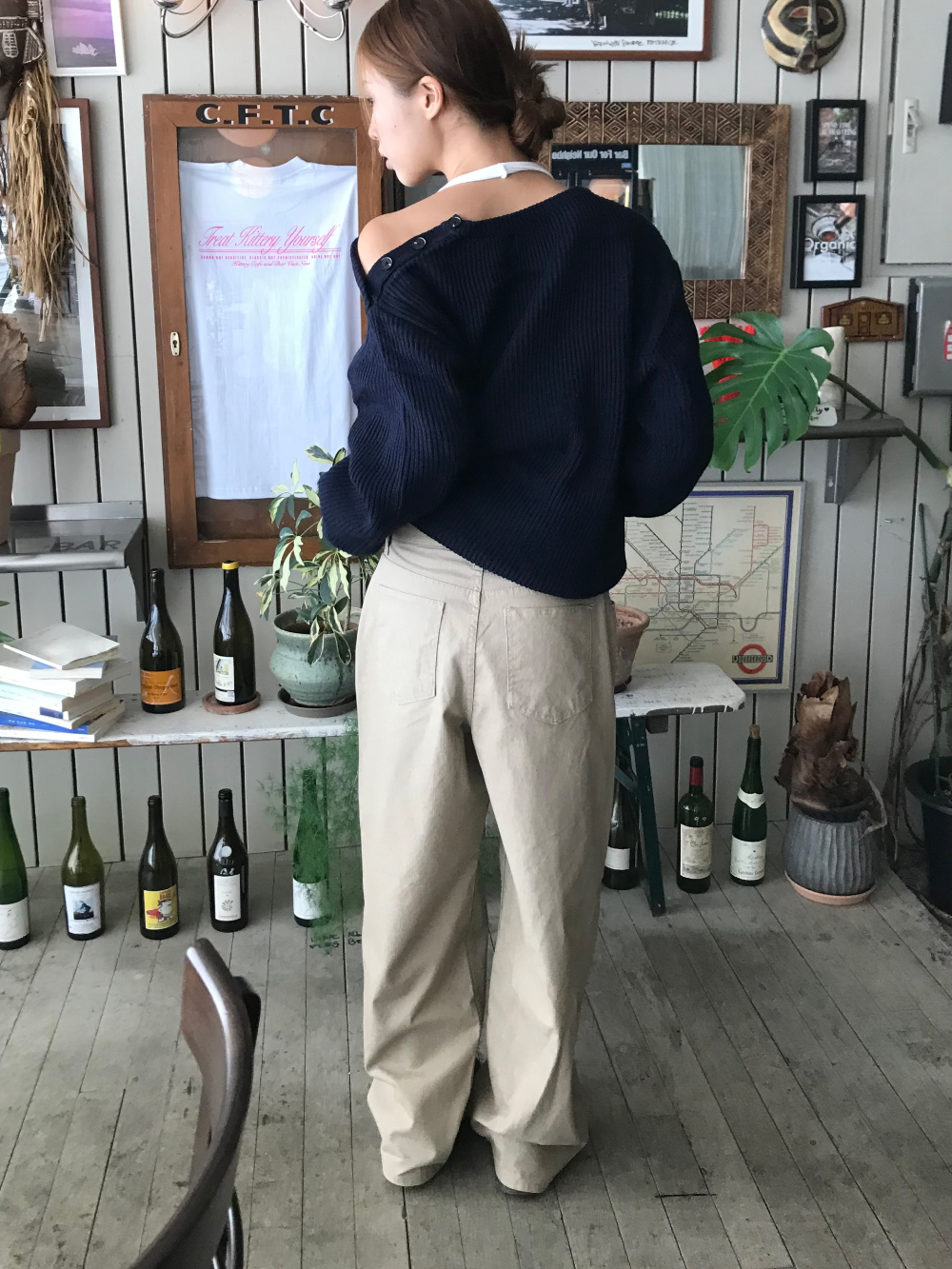 긴팔 티셔츠 모델 착용 이미지-S1L65