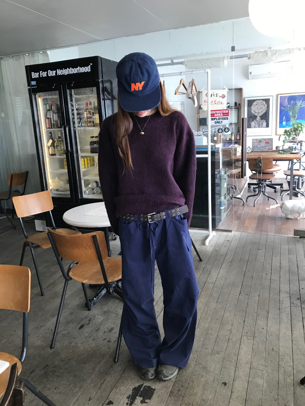 긴팔 티셔츠 모델 착용 이미지-S1L38