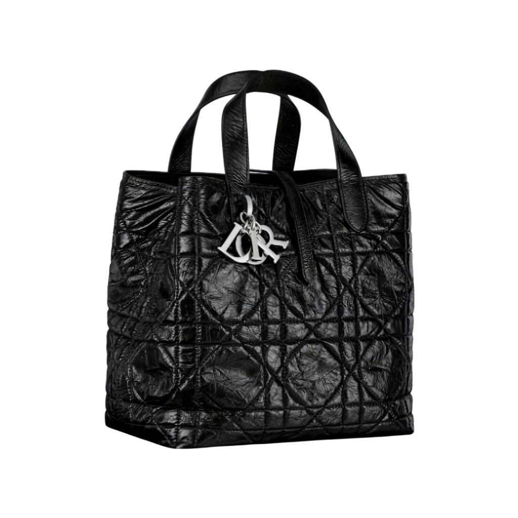 디올 Toujours 버티컬 토트백 미디엄 블랙 은장 M2836PNUC_M900
