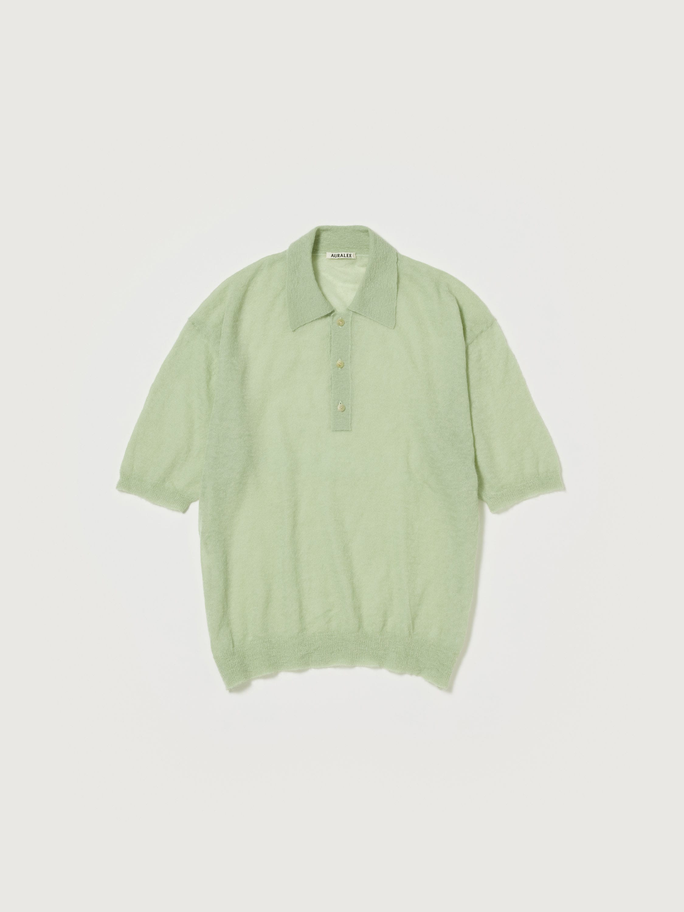 KIRA | AURALEE KID MOHAIR SHEER KNIT POLO - 럭셔리 니트