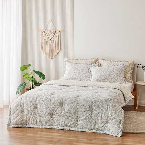 Free Tea Garden (Cotton Lawn)eV2 Slim Comforter S,D,Q