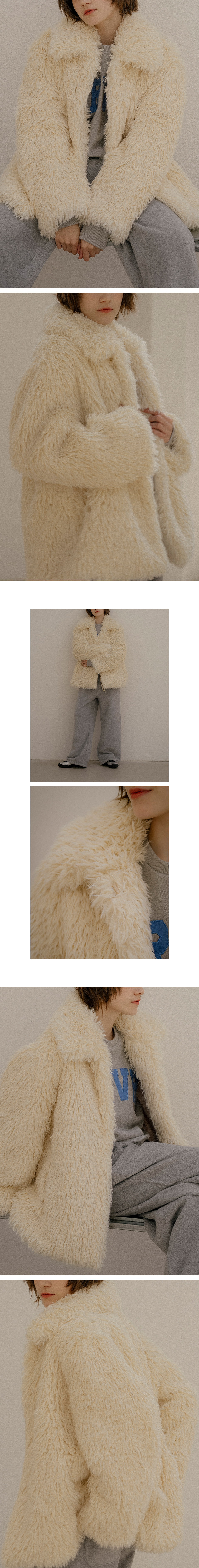 MUSINSA | FRIVER07 Hairly collar faux fur half coat [FRFA03CT01]_Beige