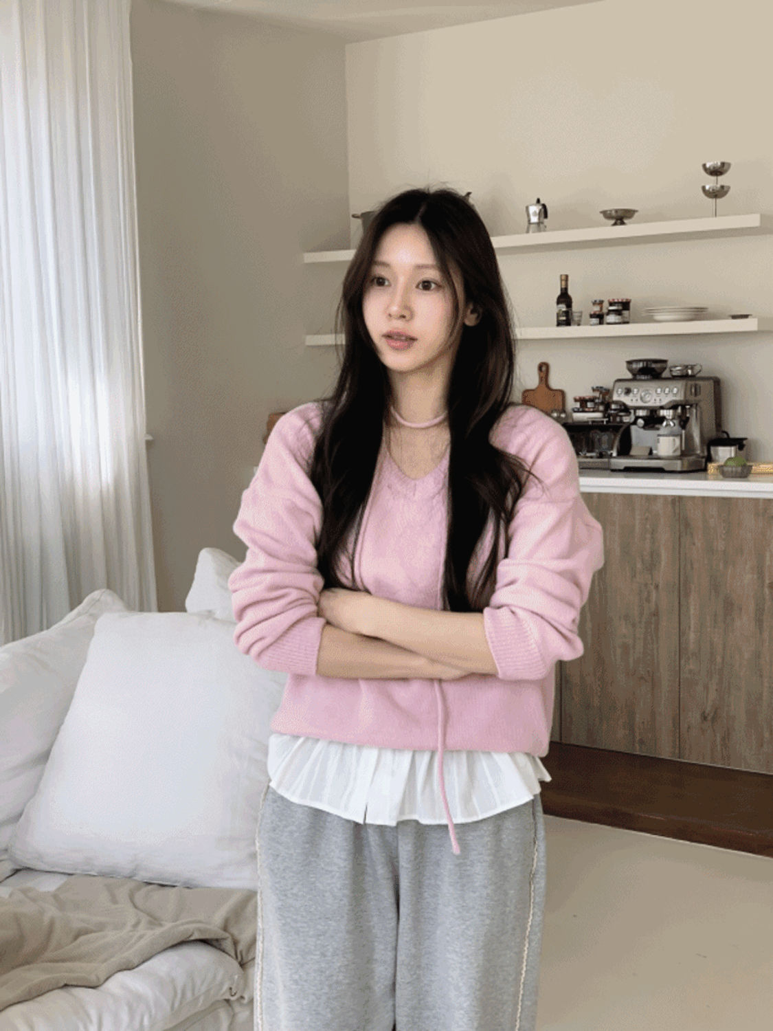 마므레 베이직 브이넥 니트 (4colors)