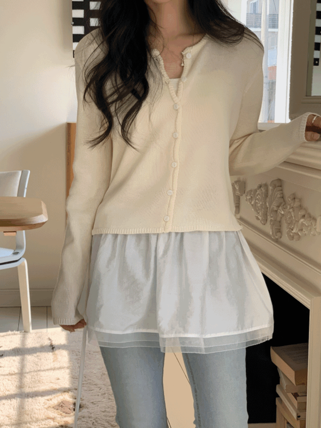 플레인 미니랩 레이어드 스커트 (2colors)