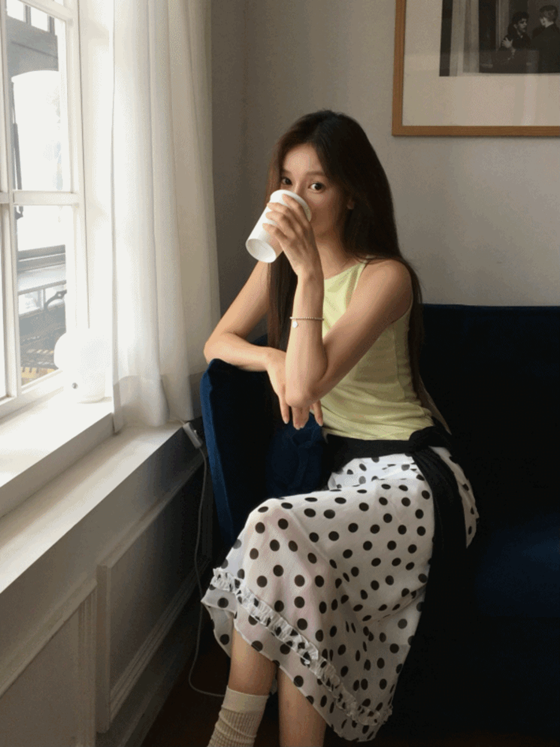 롤린 도트 프릴 스커트 (2colors)