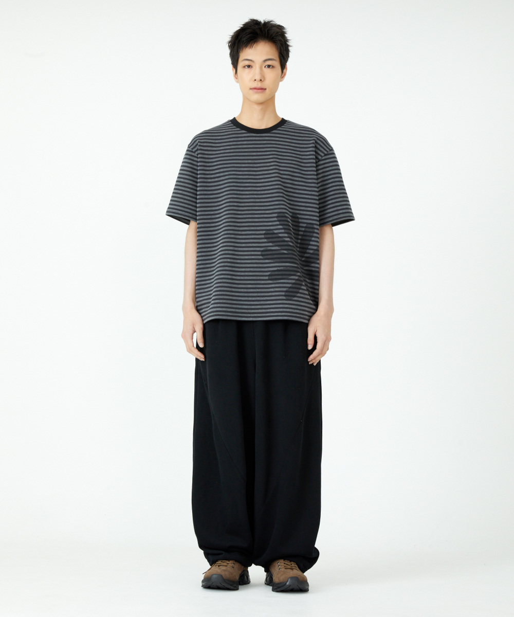 ★DANDEL★ DD murky stripe symbol tee CHARCOAL 단델(DANDEL) DD murky stripe symbol tee (CHARCOAL) - 사이즈