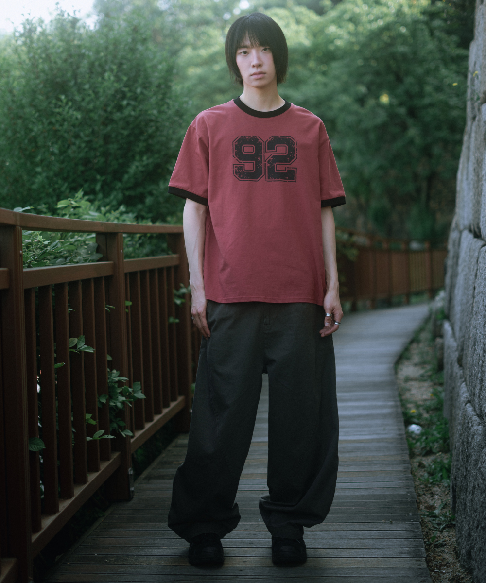 MUSINSA公式 | DANDEL DD 92 cracked ringer tee (RED)