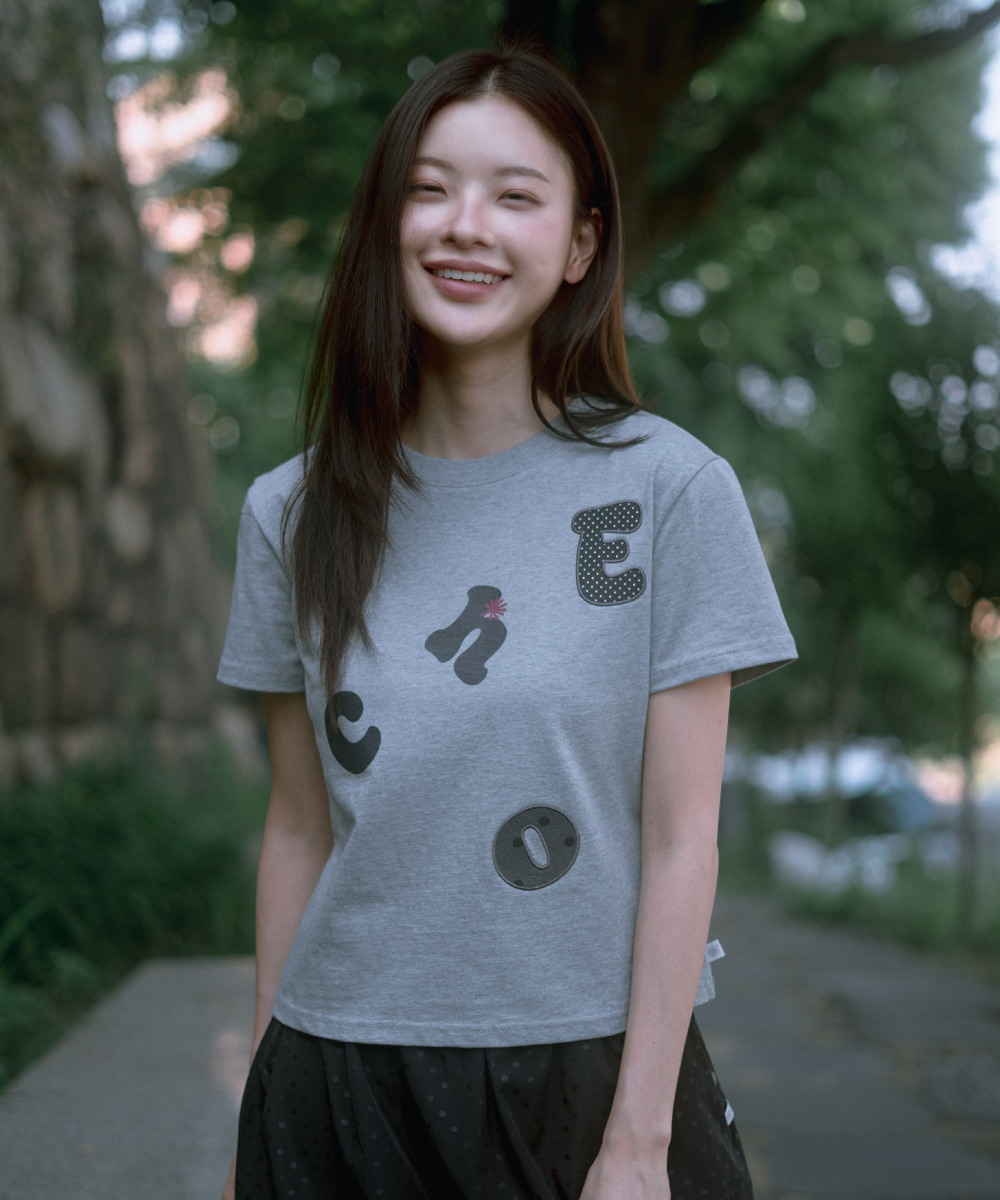 ★DANDEL★ DD symbol applique tee GREY MUSINSA | DANDEL DD echo applique tee (GREY)
